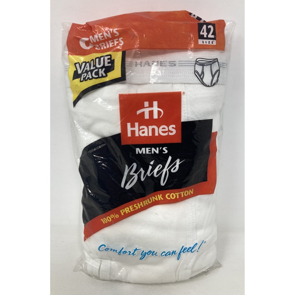 Hanes‎ Briefs 6 Pack Men's Size 42 Vintage 1997 100% Cotton NIP 90's